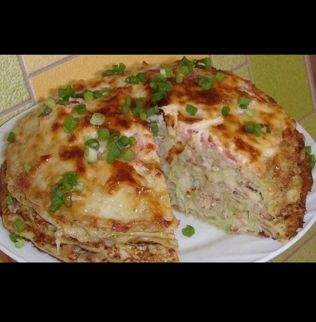 Кабачково-сырный тортик с мясом